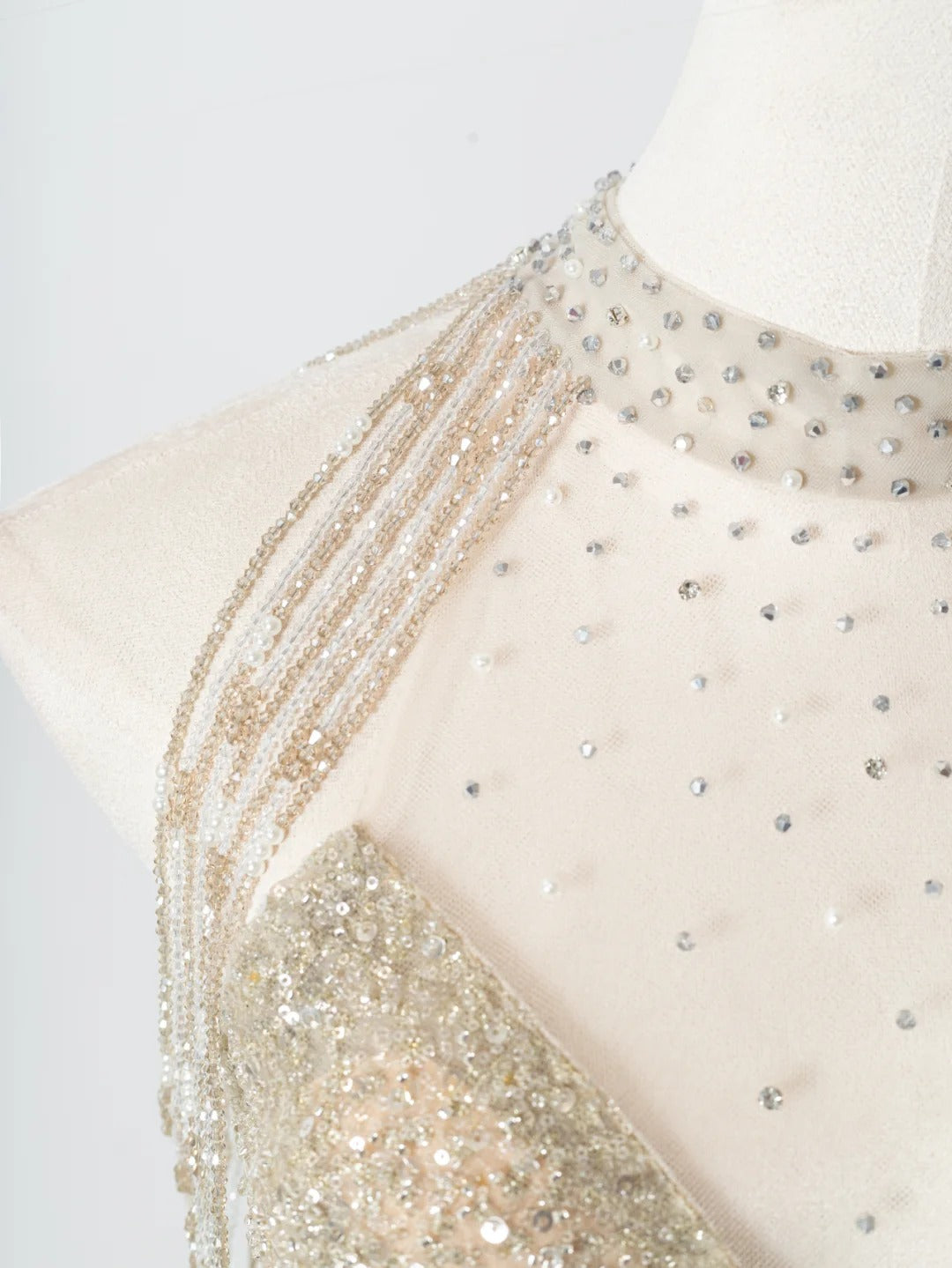 Champagne gold shining elegant tulle long prom dress evening dress party dress nv4753
