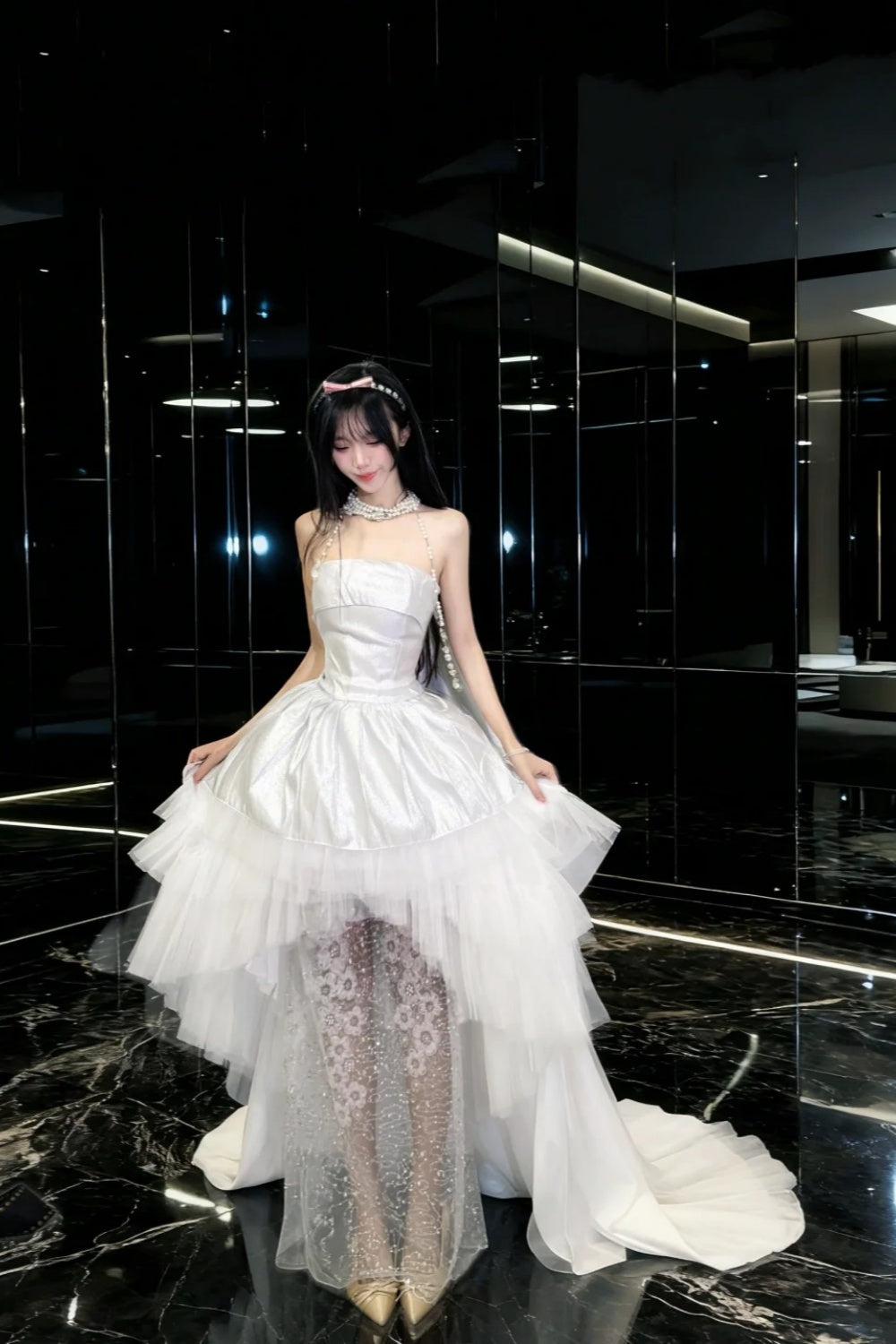 White short long dress NV6728