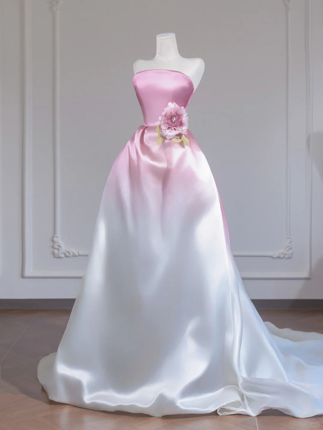 Pink Gradient Fashion Long Satin Prom Dress Evening Dress nv4962