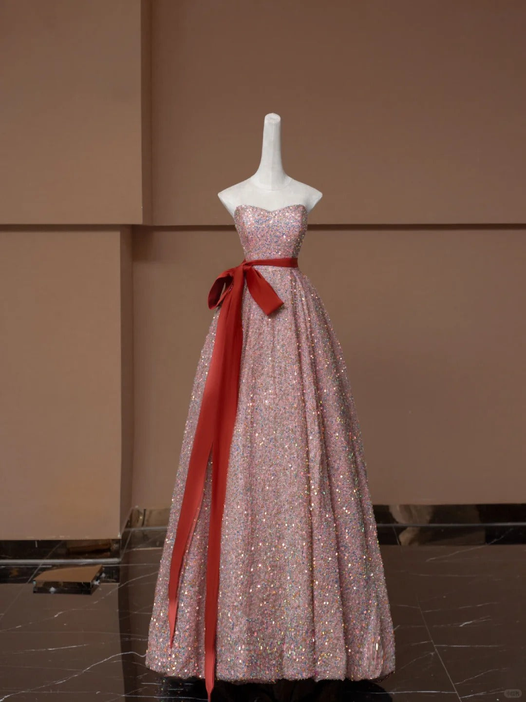 Pink Shiny Fashion Elegant Long Sequined Prom Dress Evening Dress Party Dress nv4740