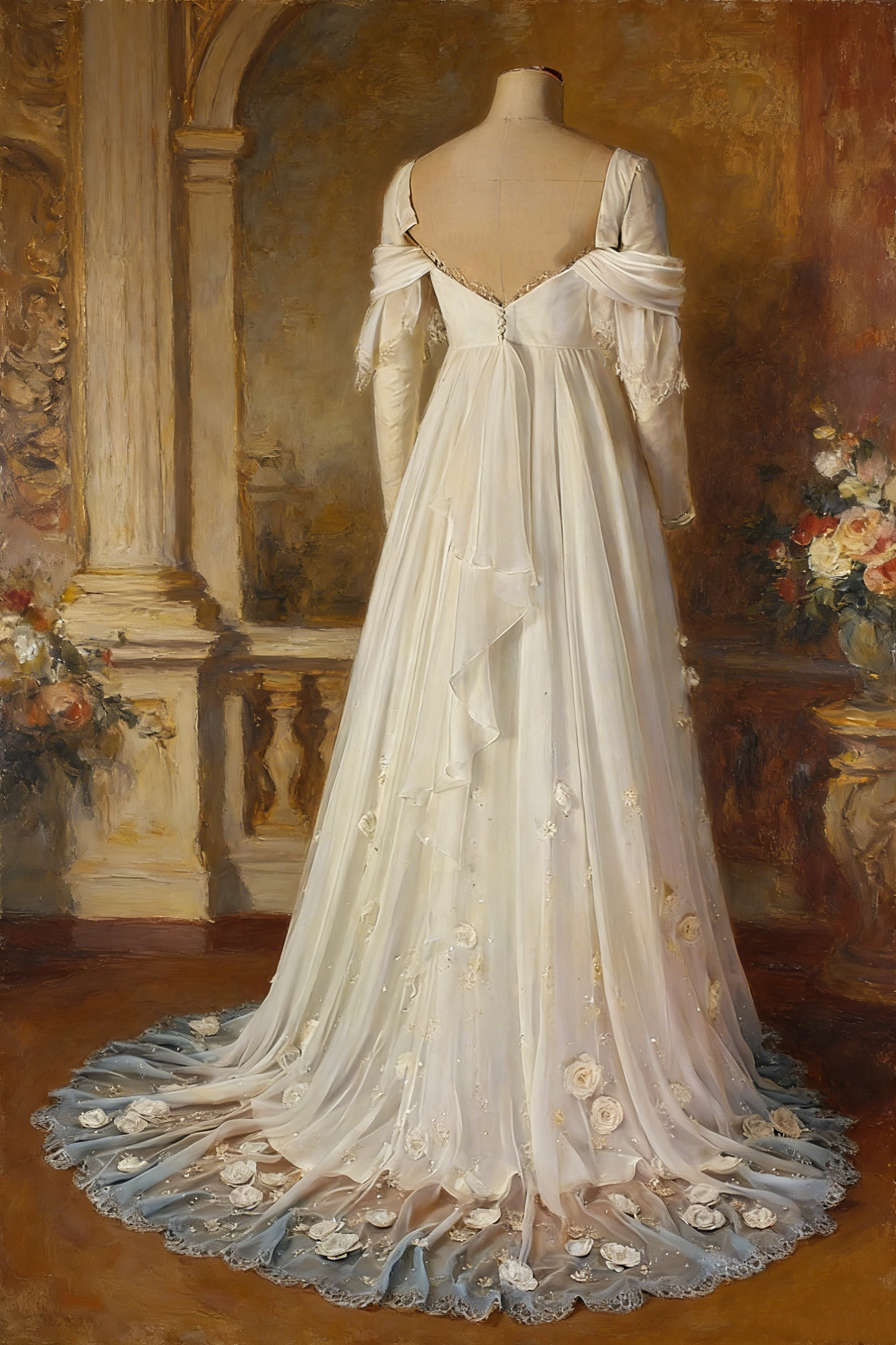 White Long Vintage Wedding Dress For Brides NV6816