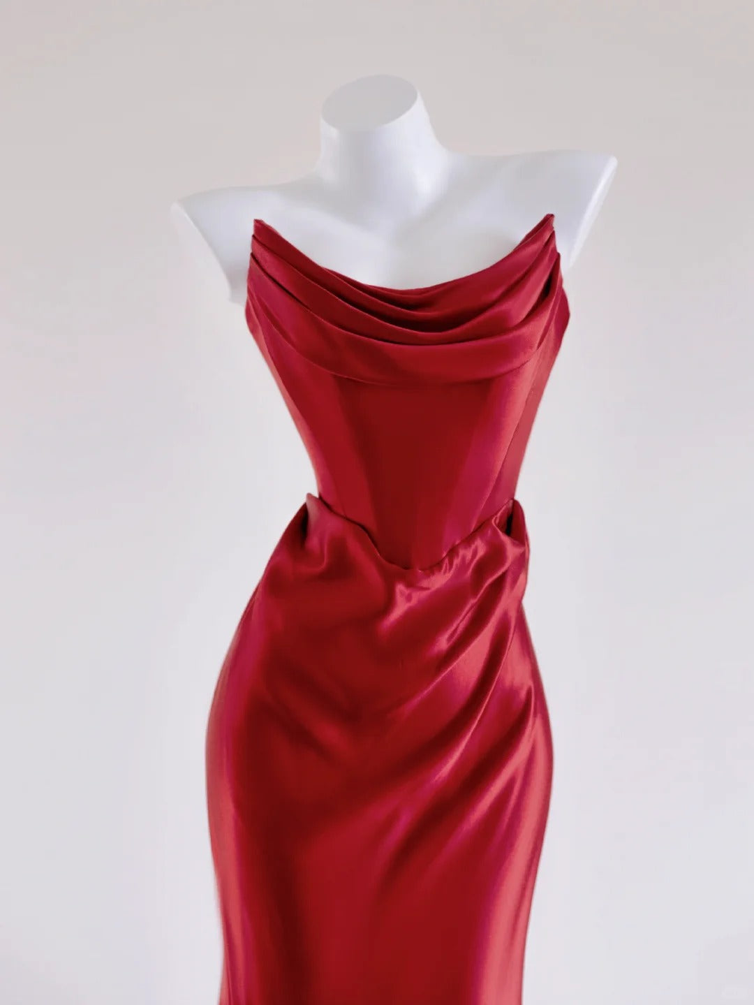 Red Fashion Mermaid Long Satin Prom Dress Evening Dress Party Dress nv4728