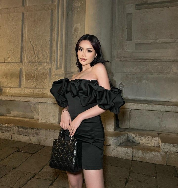 Black tight off the shoulder ruffle short mini satin homecoming dress prom dress birthday party dress nv1730