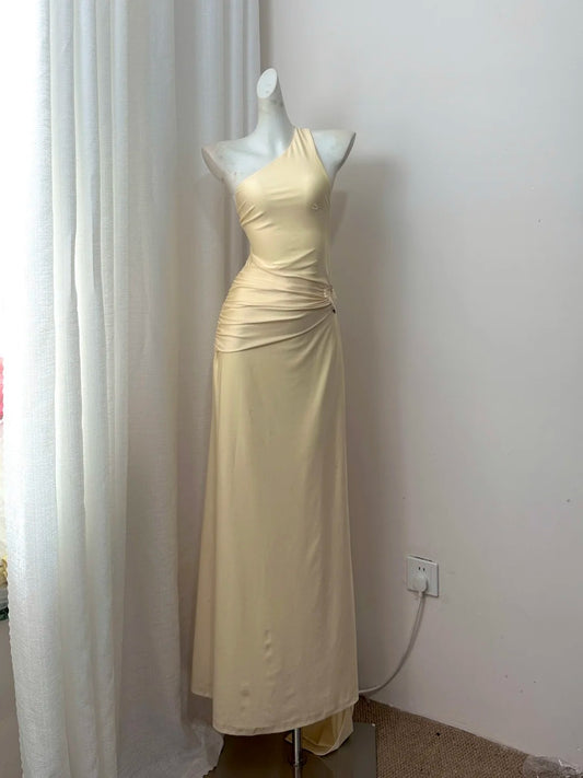 NiceVestidos-Yellow stylish and simple satin long Prom dress Nv5610