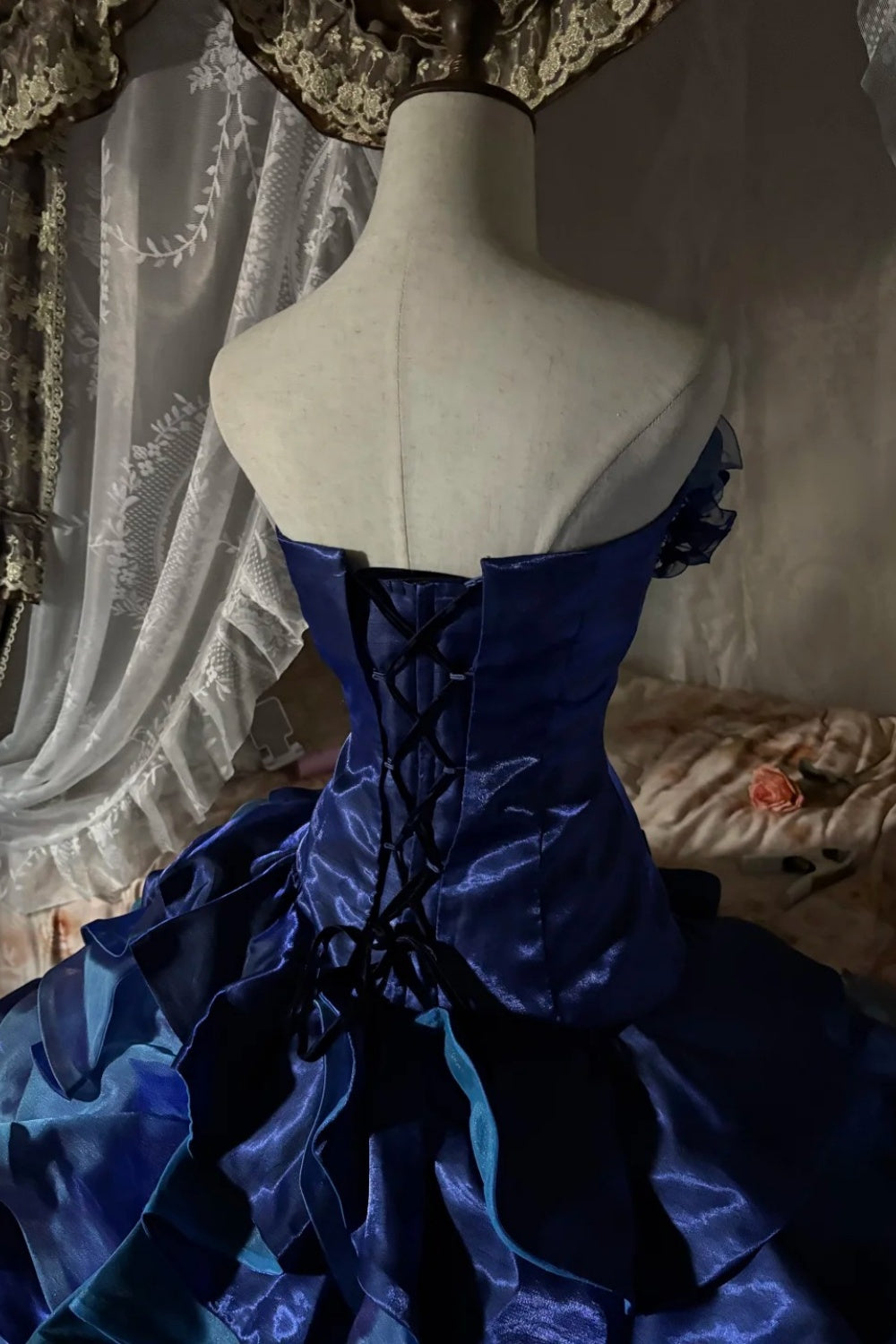 A gorgeous, shimmering blue long tulle ball gown NV6660