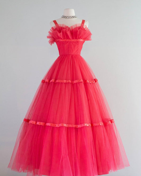 NiceVestidos-Pink long tulle formal prom dress nv5478