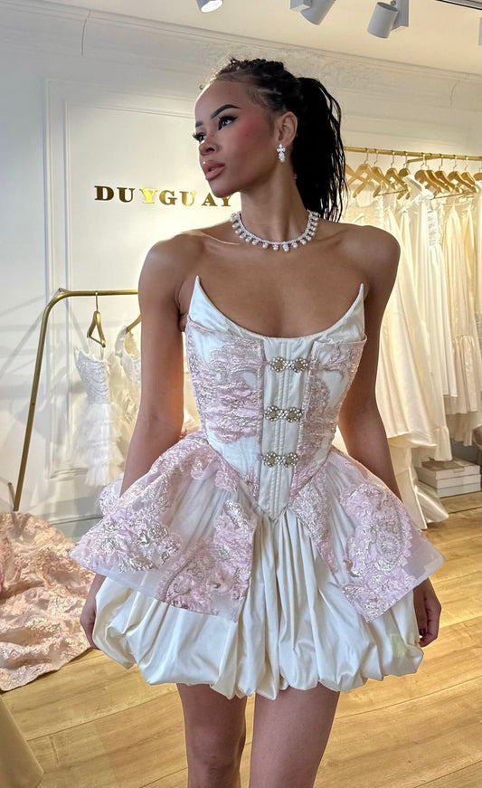 Pink Sweet Short Satin Homecoming Dress Party Dress nv4873