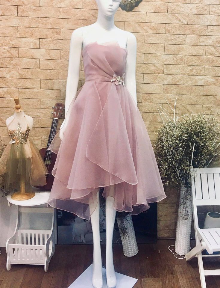 Pink tube top tulle sweet short homecoming dress holiday birthday party dress nv3099