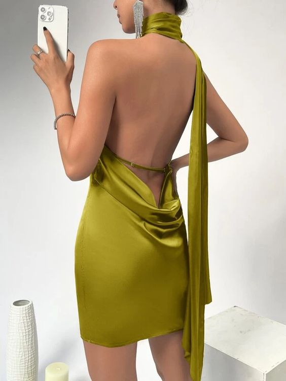 Green backless mini homecoming dress prom dress cocktail dress nv1810