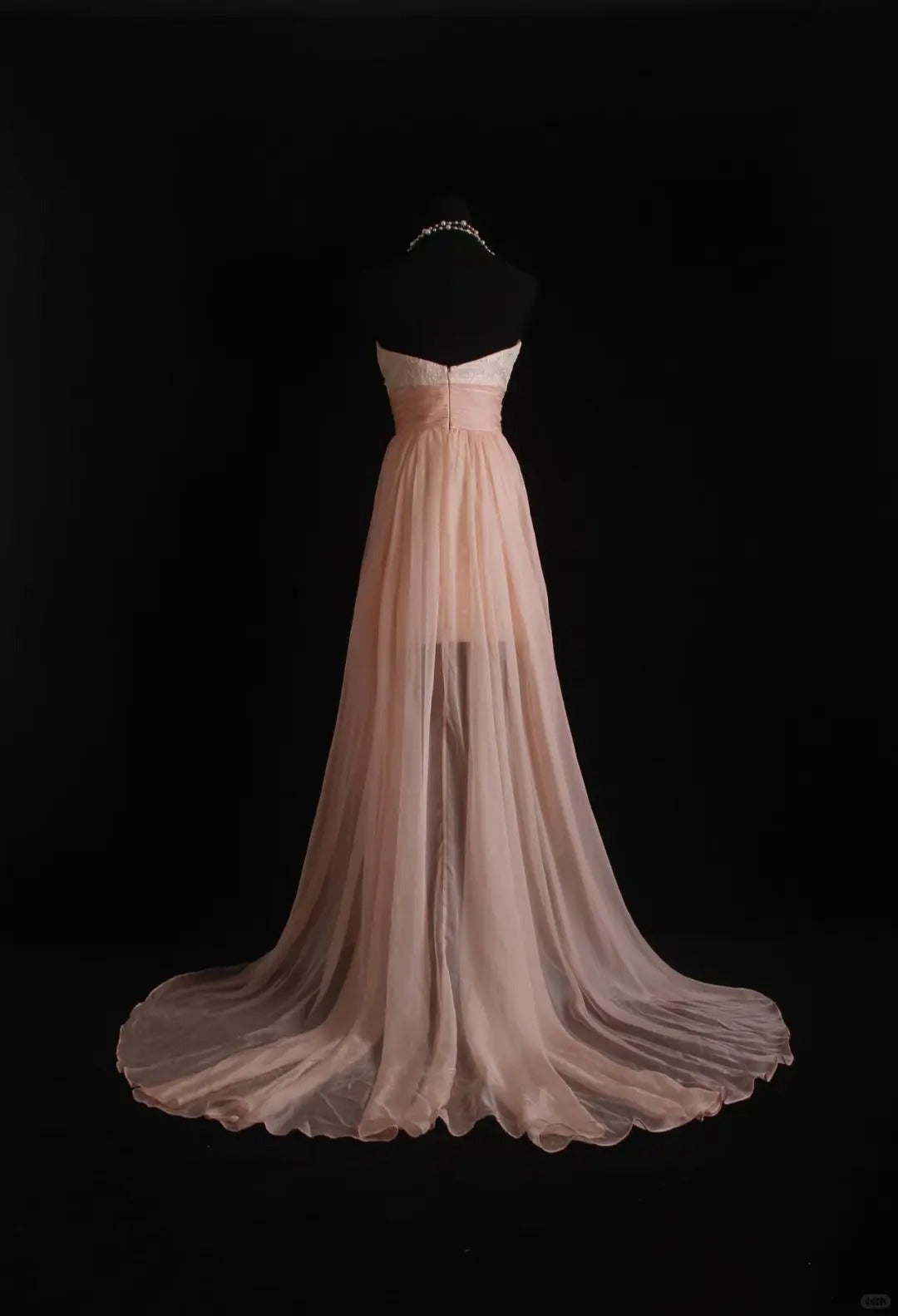 Pink lace tube top short front long back prom dress evening dress homecoming dress birthday dress nv4789