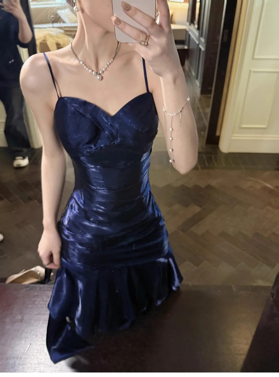 Blue Enchantress Mermaid Princess Ruffles Light Luxury Small People Day Dress Ball Dress Evening Dress nv4543
