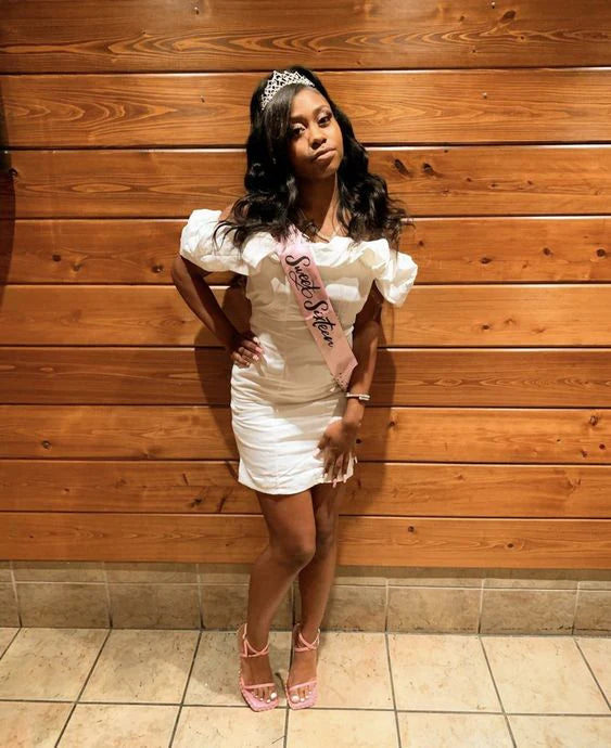Ivory Off Shoulder Ruffle Birthday Dress Cocktail Dress Homecoming Dress nv2118