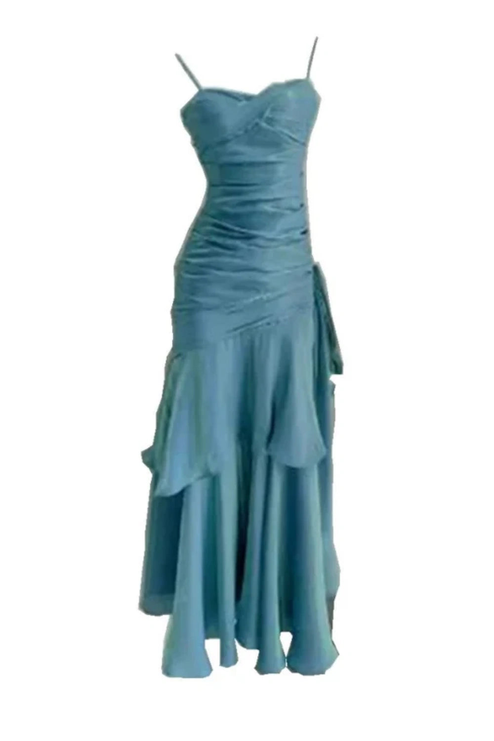 NiceVestidos--Sleeveless Lake Blue Shiny Slim fit Floor length Evening Dress NV5784