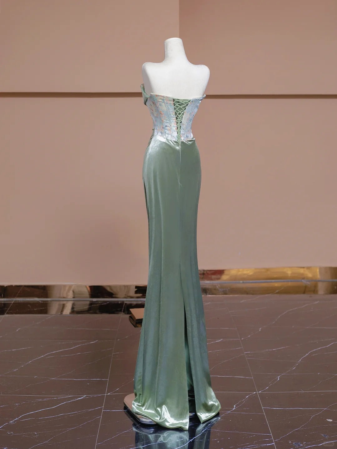 Green Fashion Elegant Floral Mermaid Slim Fit Long Floor Length Ball Gown Evening Gown Party Dress nv4189