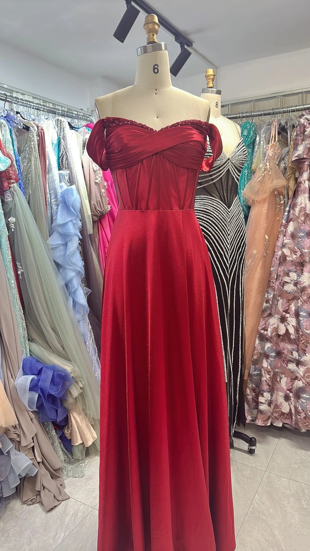 Red Fashion Long Satin Slim Fit Evening Dress, Bridesmaid Dress, Graduation Dress NV6633