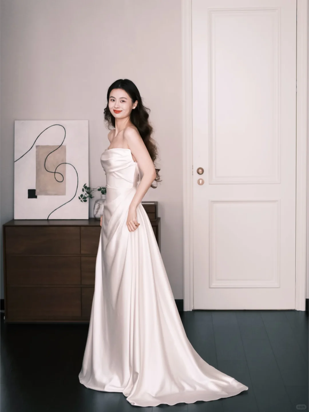 Minimalist Satin Wedding Dress Strapless Draped Mermaid Bridal Gown NV7244