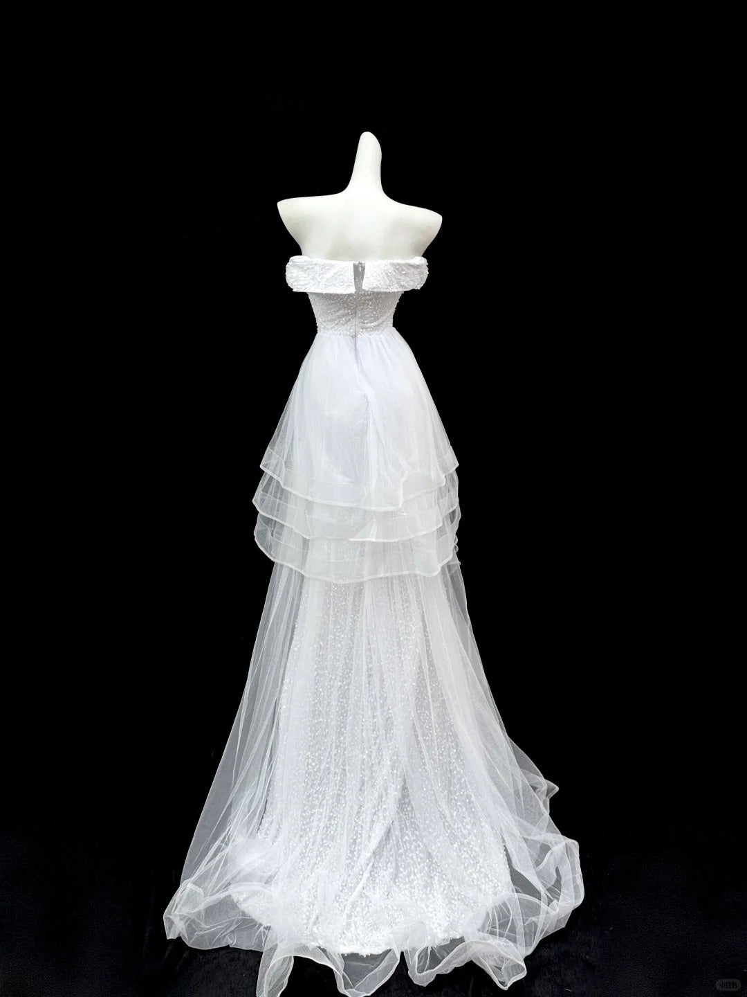 NiceVestidos--White Sparkling Exquisite Beaded Long Tulle Wedding Prom Dress Nv5607
