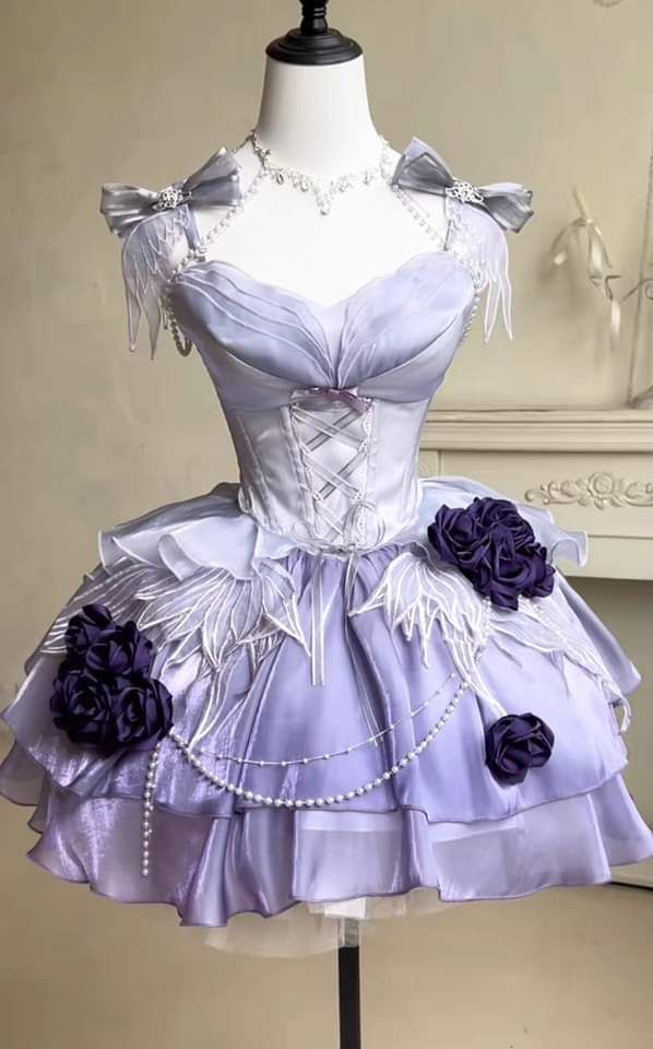 Blue/Green/Purple Floral Short chiffon Homecoming Dress Prom Dress Birthday Dress nv4824