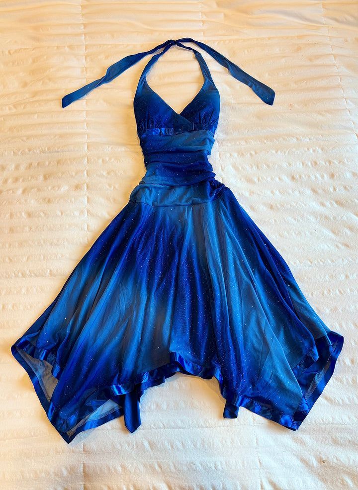 Blue Fashion Gradient Short/Medium-Length Chiffon Homecoming Dress nv4479