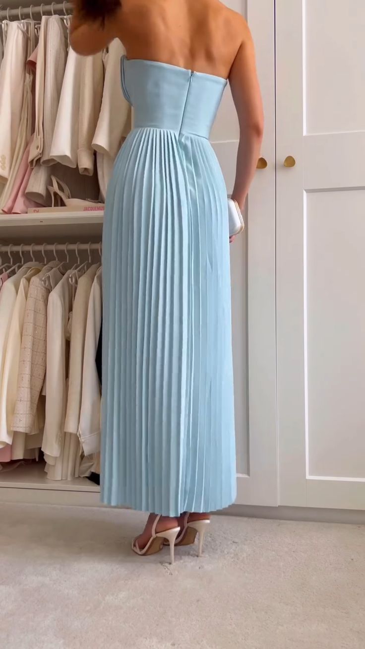 Light Blue Fashion Heart-Shaped Neck Long Chiffon Prom Dress Evening Dress Wedding Guest Party Dress nv4805