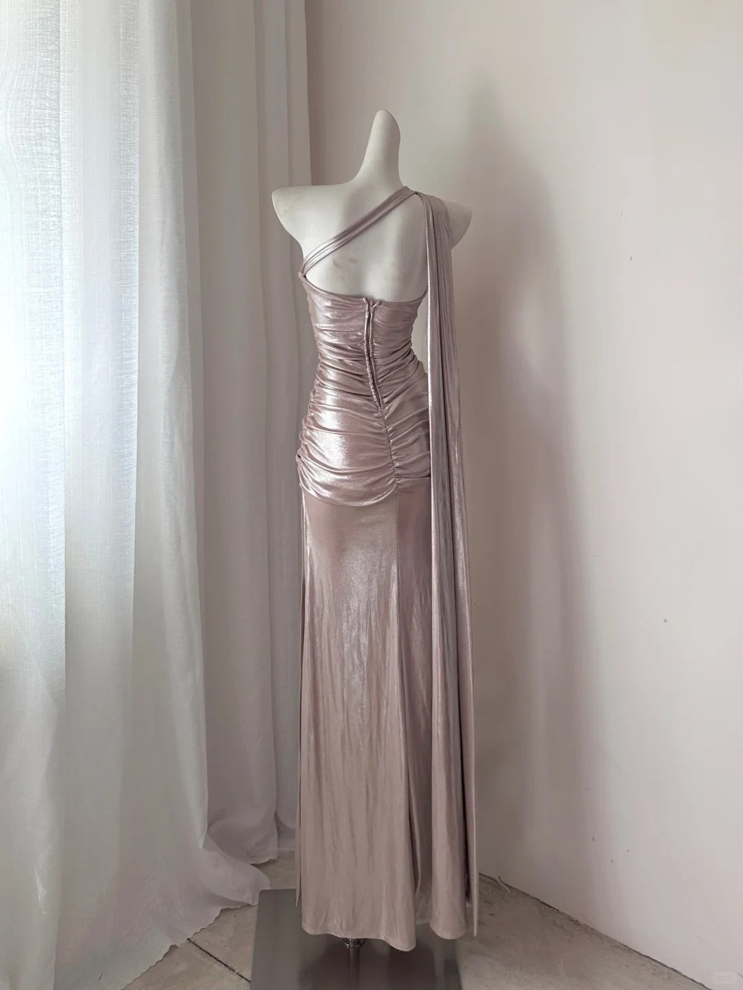 NiceVestidos--Pink Satin Long Prom Dress Nv5608
