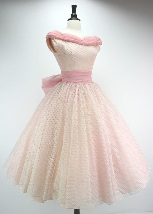 NiceVestidos-Pink mid-length tulle formal prom dress nv5479