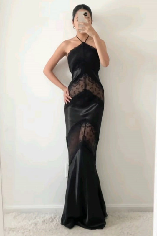 Black Fashion Strapless Satin Lace Long Prom Dress Evening Dress Party Dress nv4811