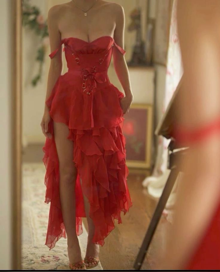 Red Vintage Elegant Short Chiffon Homecoming Dress Party Dress nv4851