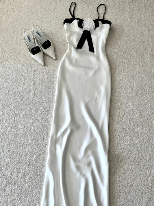 NiceVestidos-White Floral Satin Prom Dress nv5543