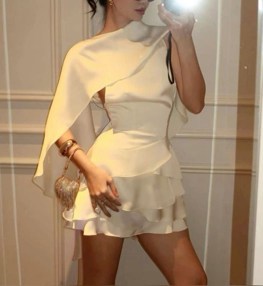 White Fashion Elegant Short Satin Homecoming Dress Prom Dress Party Dress nv4809