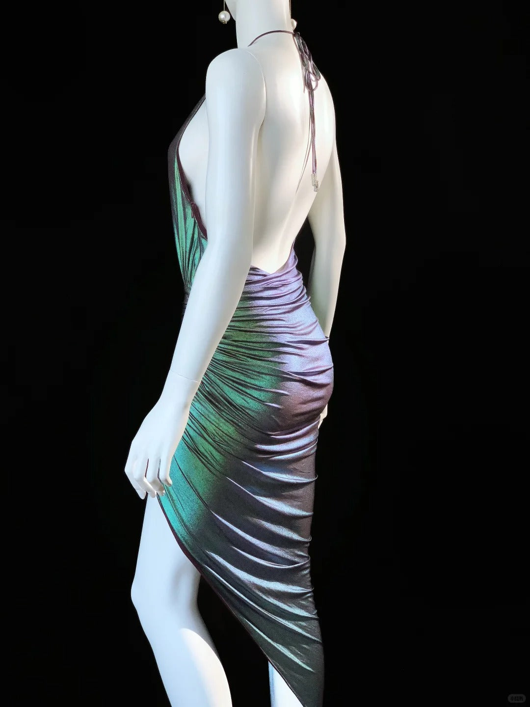 Purple Teal Shiny Charming Short Satin Sexy Prom Dress Evening Dress Party Dress nv5140