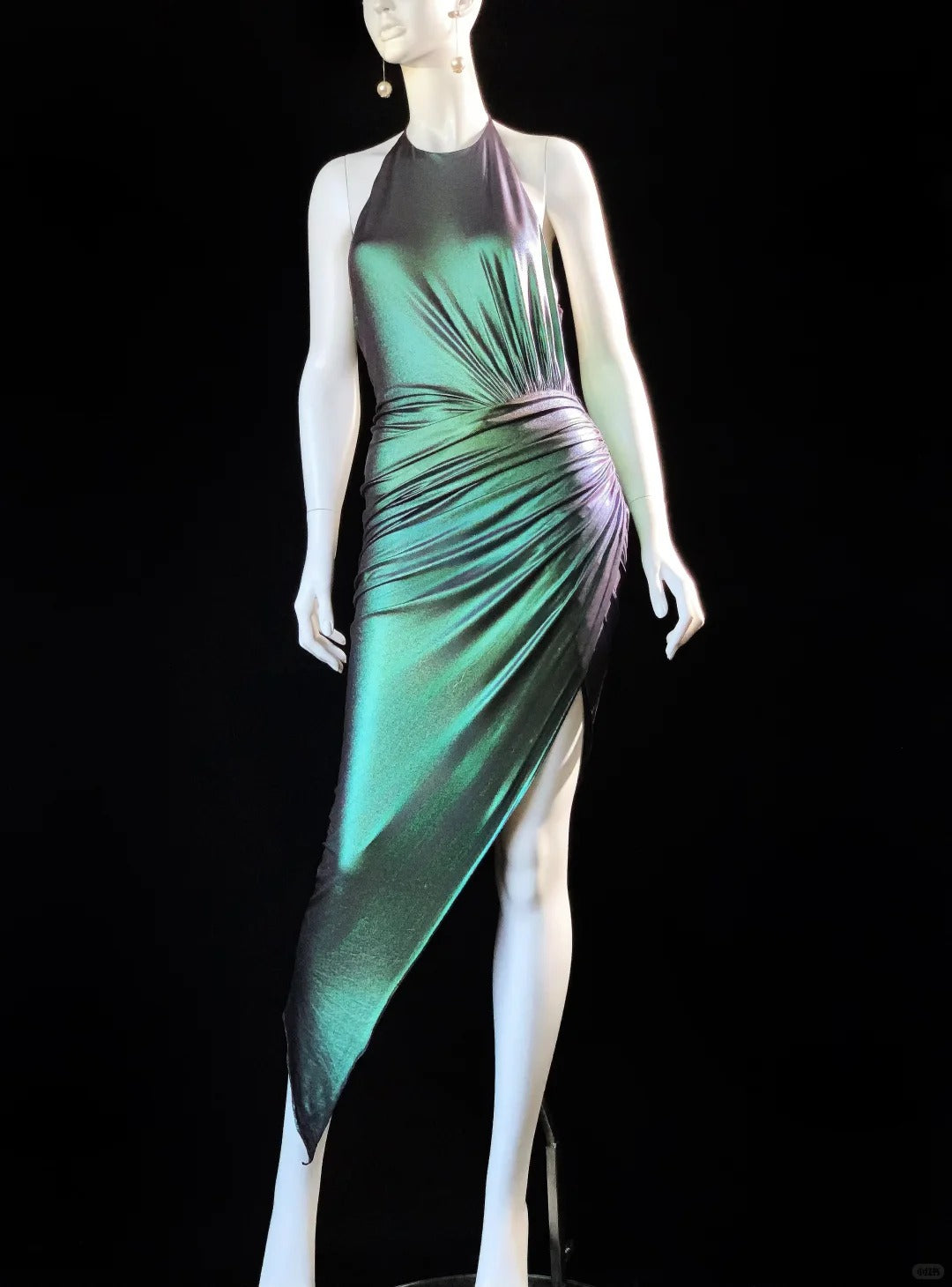 Purple Teal Shiny Charming Short Satin Sexy Prom Dress Evening Dress Party Dress nv5140