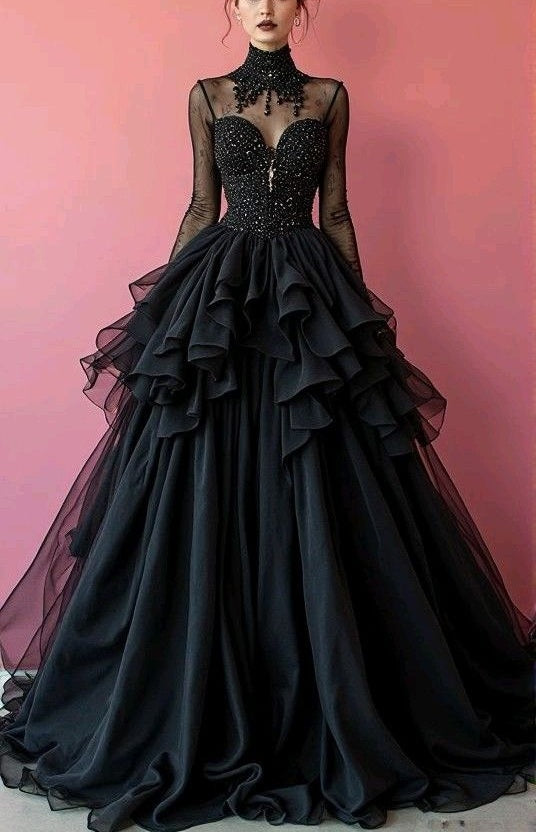 NiceVestidos-_Creative Black Sparkly Vampire Ball Gown NV6068