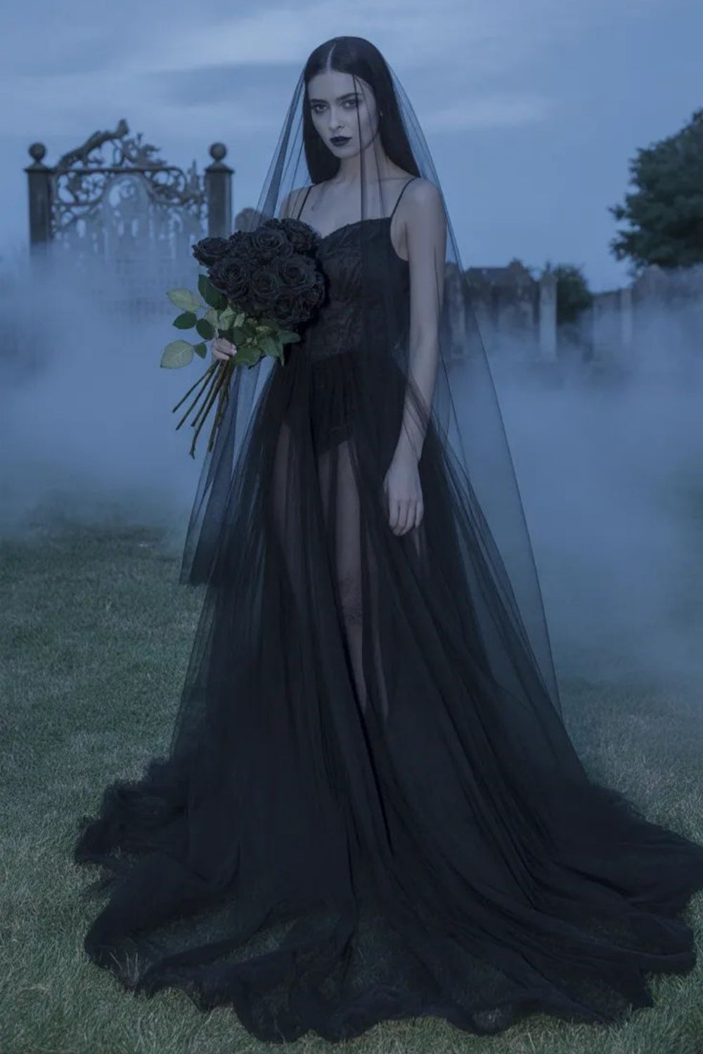 NiceVestidos-_Creative Black Vampire Bride Dress NV6067