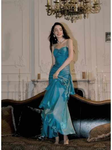 NiceVestidos--Sleeveless Lake Blue Shiny Slim fit Floor length Evening Dress NV5784