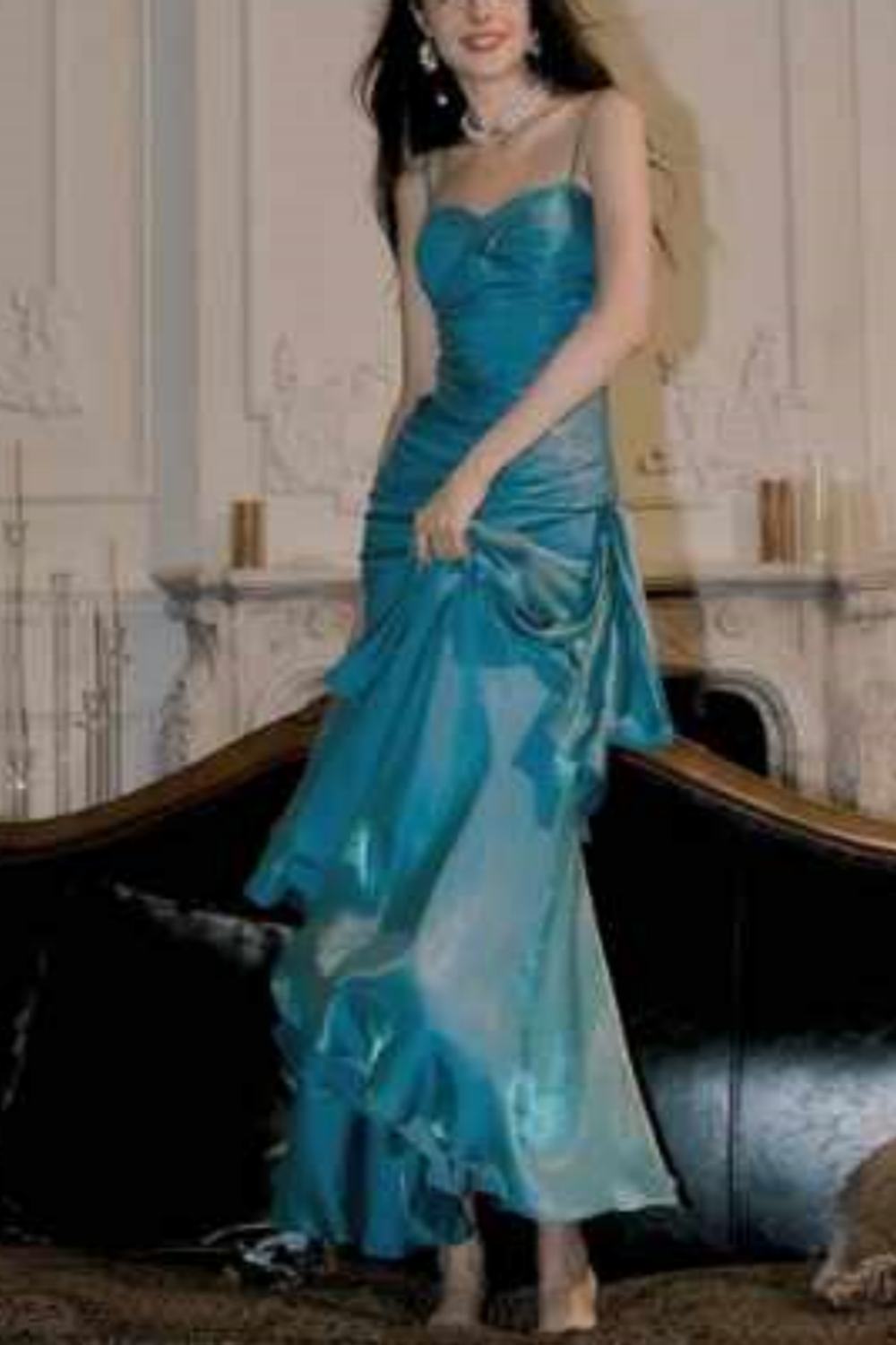 NiceVestidos--Sleeveless Lake Blue Shiny Slim fit Floor length Evening Dress NV5784