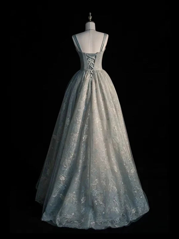 Blue Elegant Long Tulle Prom Dress Evening Dress Party Dress nv4697