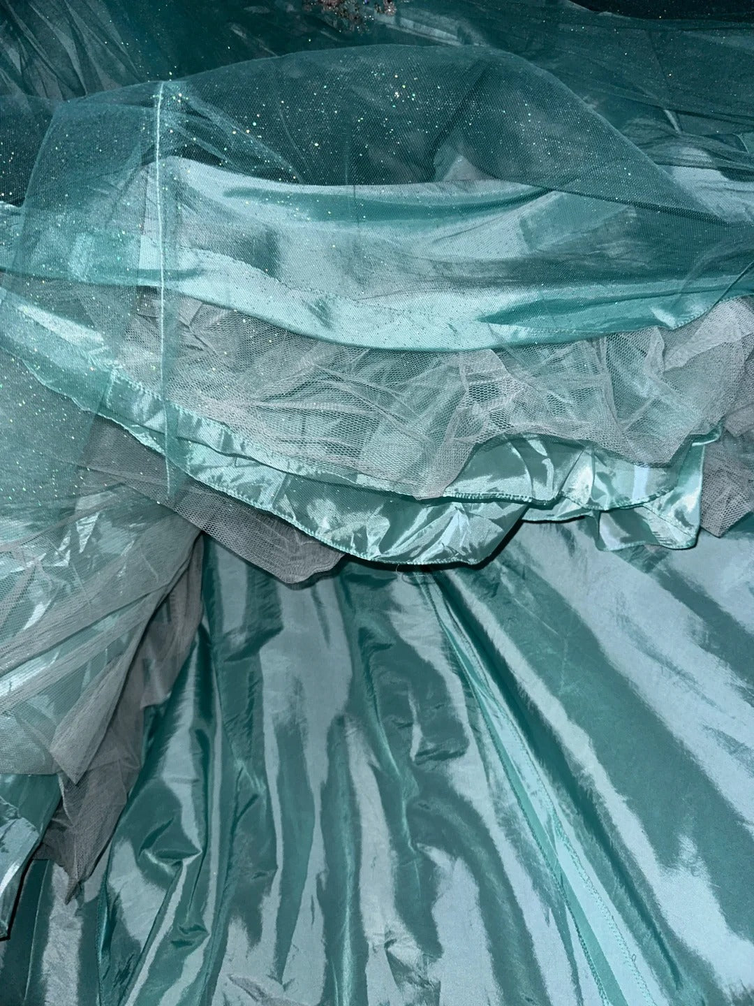 Blue Beading Fashion Elegant Long Tulle Satin Prom Dress Evening Dress Party Dress nv4688