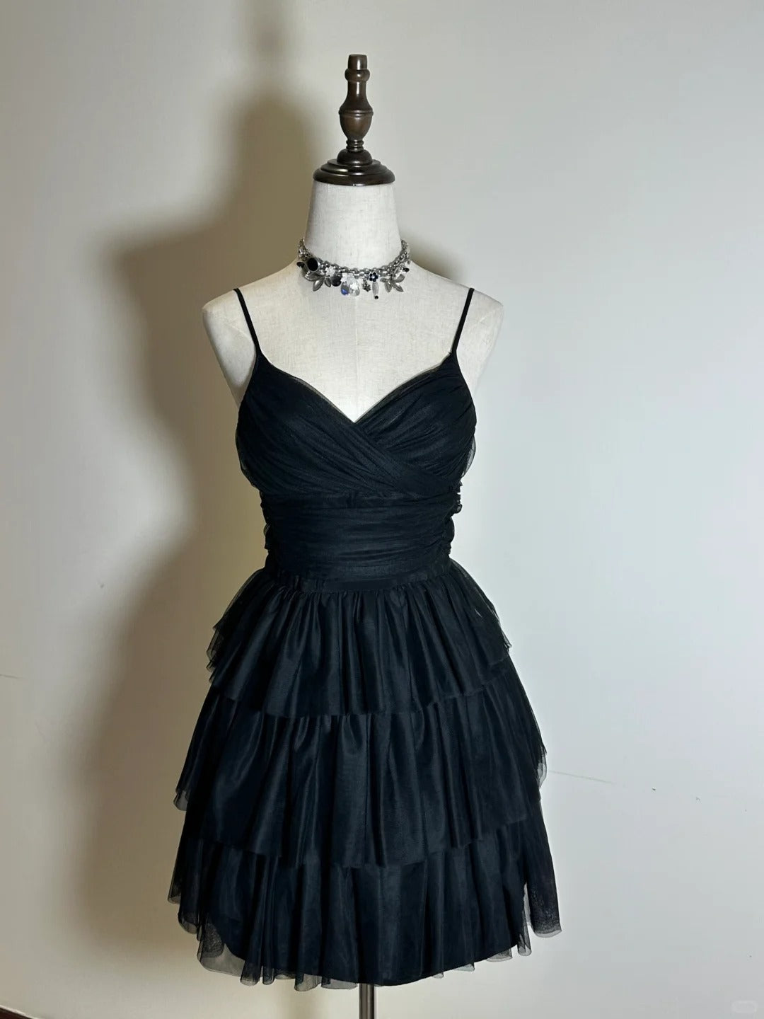 ✨Beautiful date little black dress short chiffon homecoming dress party dress nv5431