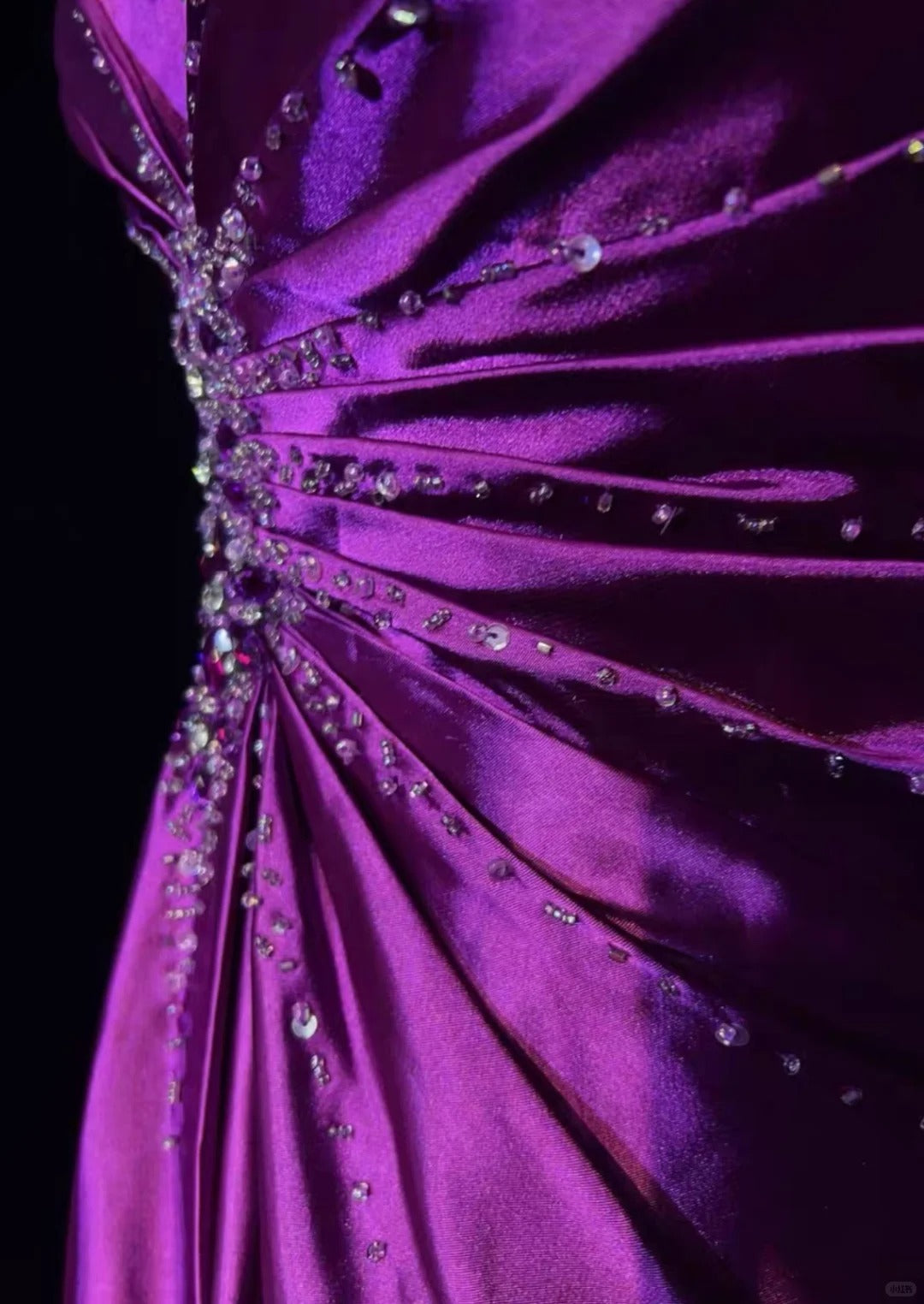 Purple Beaded Elegant Long Satin Prom Dres Evening Dress nv4929