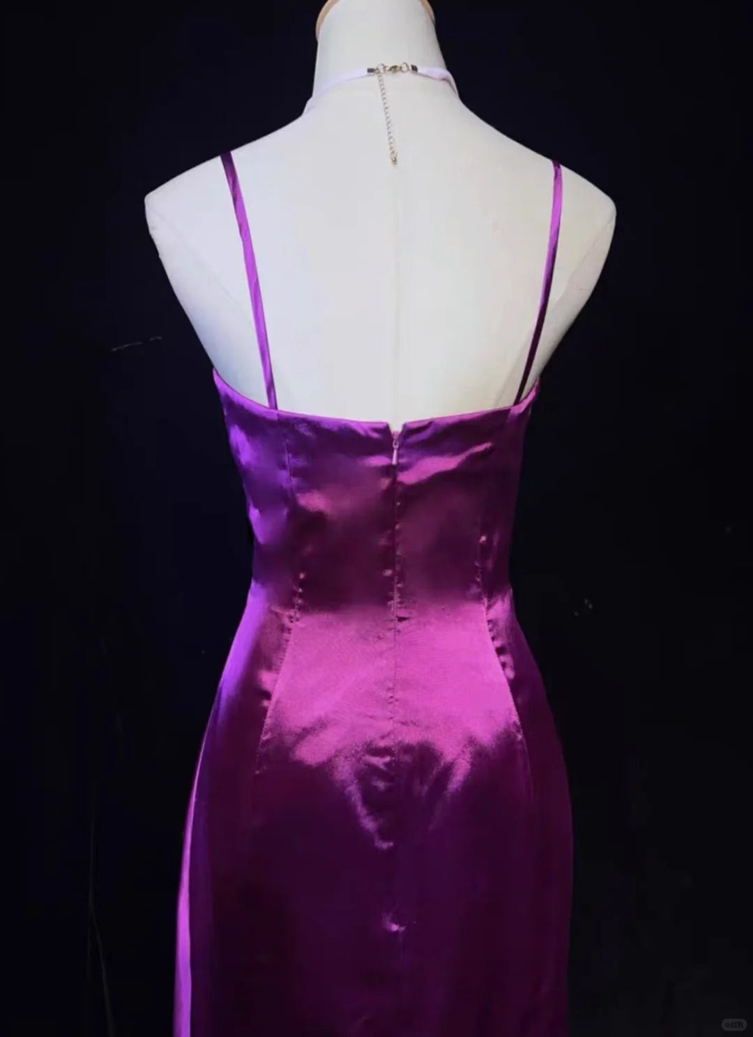 Purple Beaded Elegant Long Satin Prom Dres Evening Dress nv4929