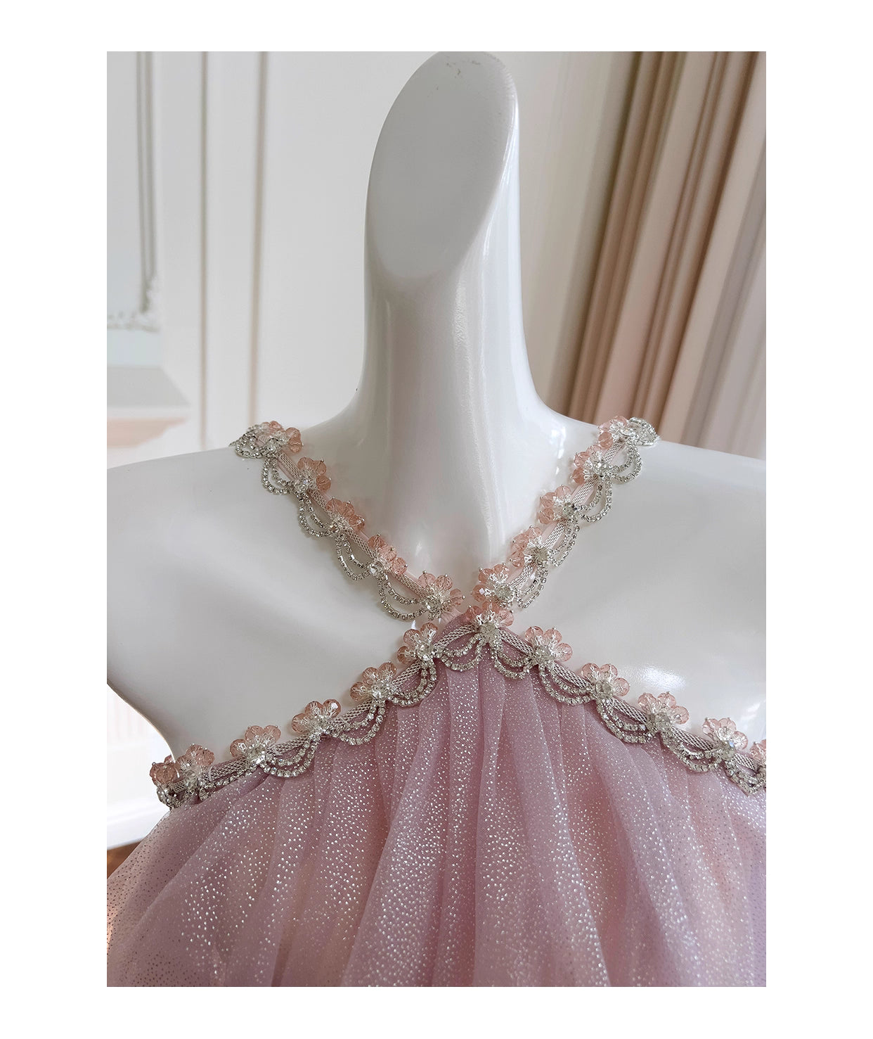 NiceVestidos-Homecoming Dress Pink Mesh Sling Cake French Birthday Party Dress Dress For Women nv5558