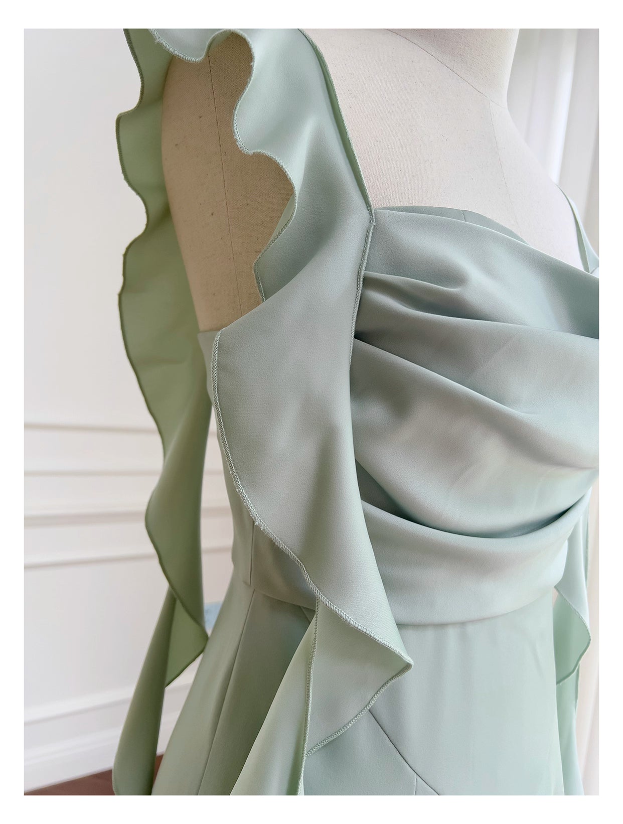 NiceVestidos-Homecoming Dress Mint Green Square Neck Dress Design Sense Ribbon Short Style Petite Summer Slim Satin Dress nv5560