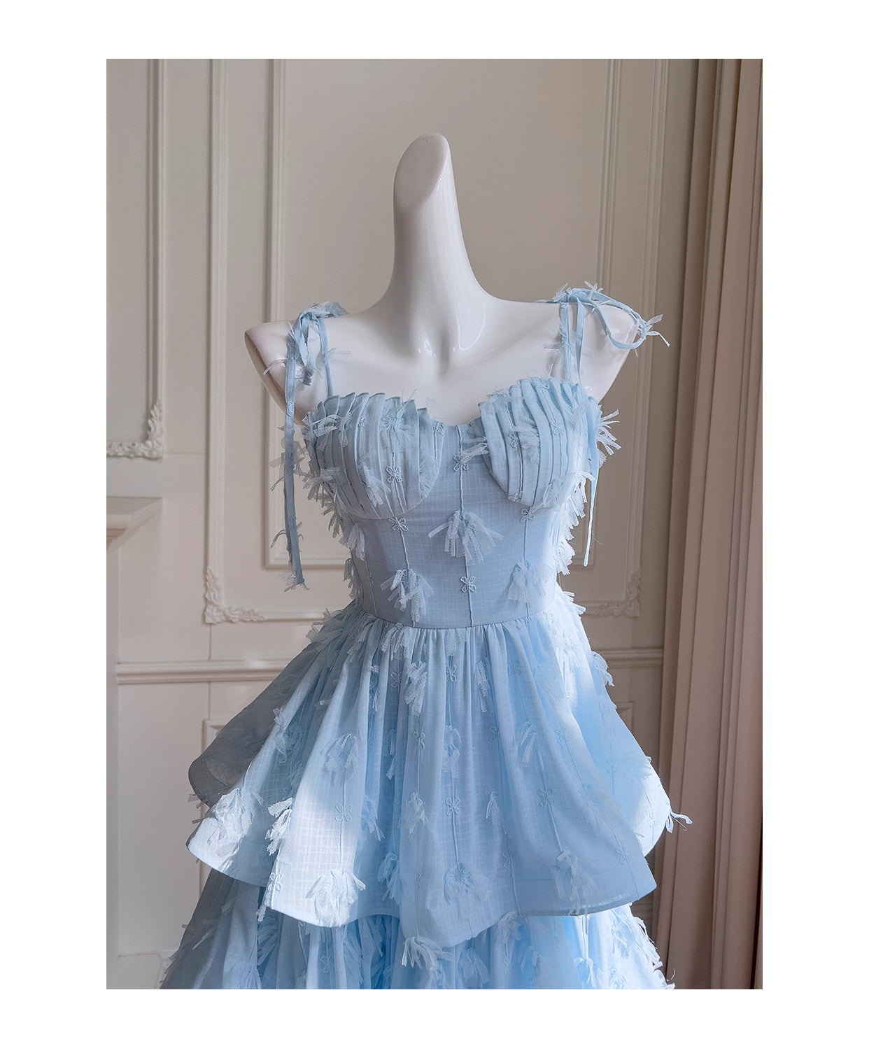 NiceVestidos-Homecoming Dress Blue Chiffon Birthday Cake Dress Chic Unique Suspender Long Dress nv5551