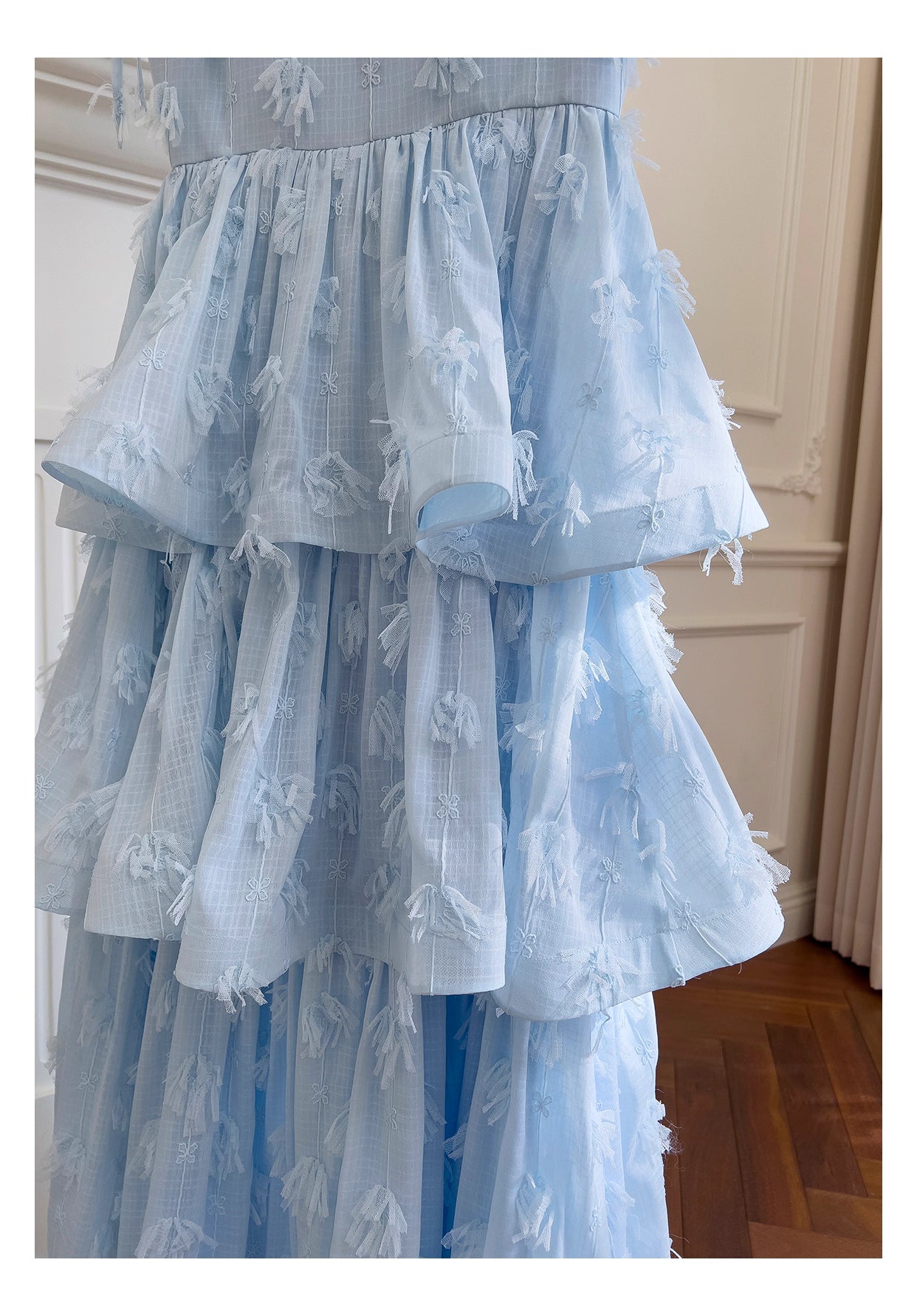 NiceVestidos-Homecoming Dress Blue Chiffon Birthday Cake Dress Chic Unique Suspender Long Dress nv5551