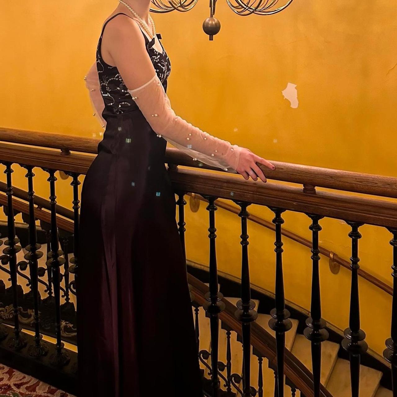 Dark Purple Fashion Exquisite Beading Spaghetti Strap Long Satin Women's Ball Gown Evening Dress Party Dress nv3745