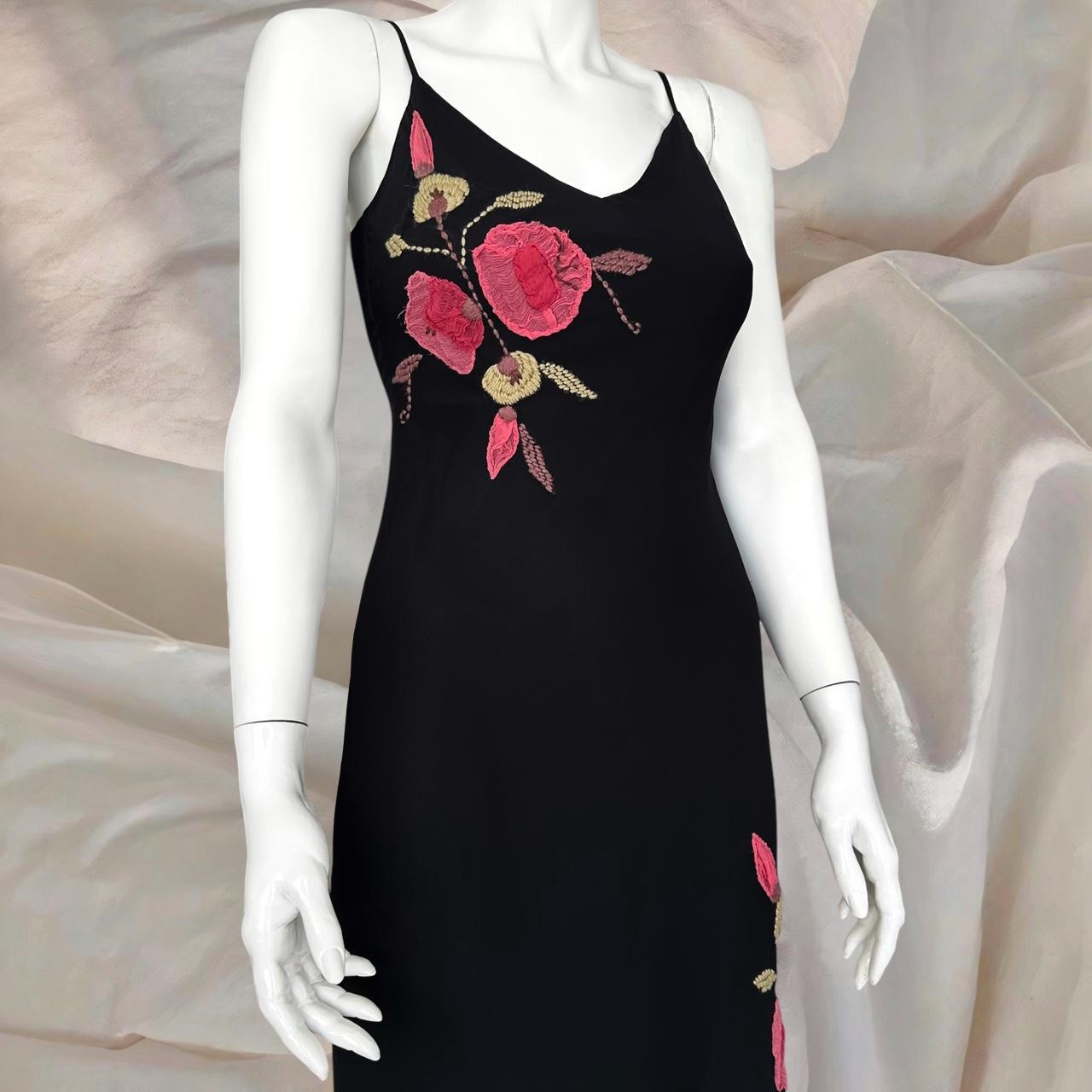 Black gorgeous red floral beaded asymmetric midi prom ball gown evening gown party dress nv4576