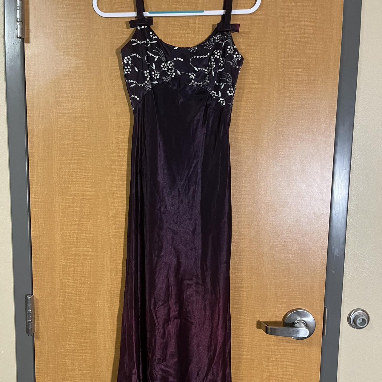 Dark Purple Fashion Exquisite Beading Spaghetti Strap Long Satin Women's Ball Gown Evening Dress Party Dress nv3745