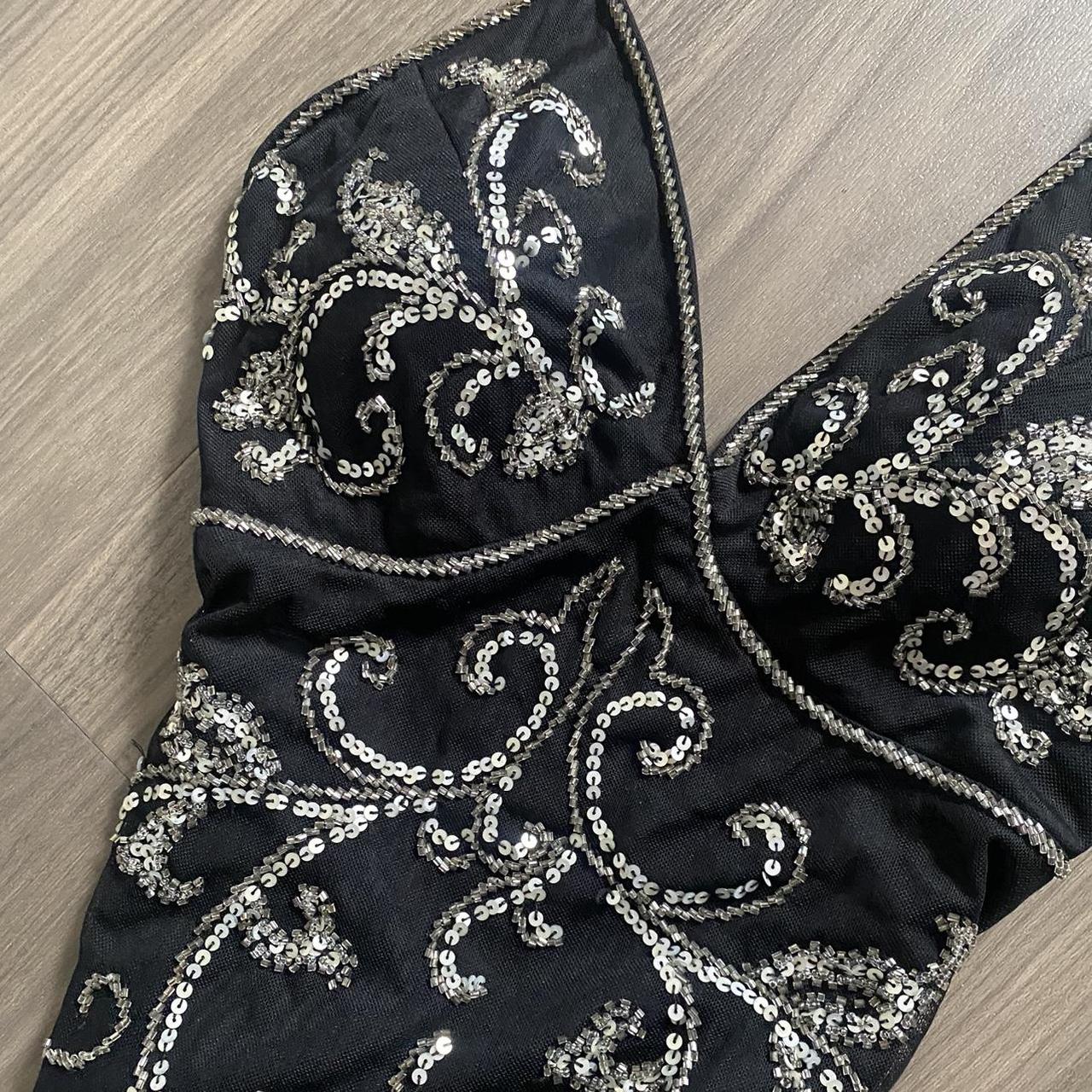 Black stunning vintage fashion exquisite beaded geometric pattern halter long chiffon tulle prom dress evening dress party dress nv3809
