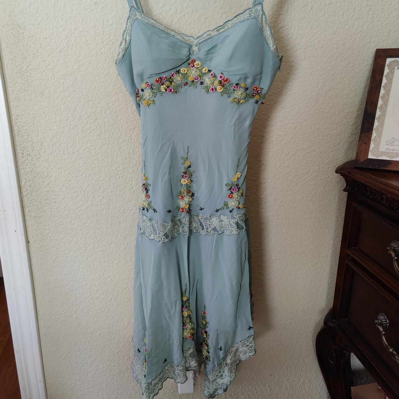 Blue Vintage Floral Short Chiffon Homecoming Dress nv4476
